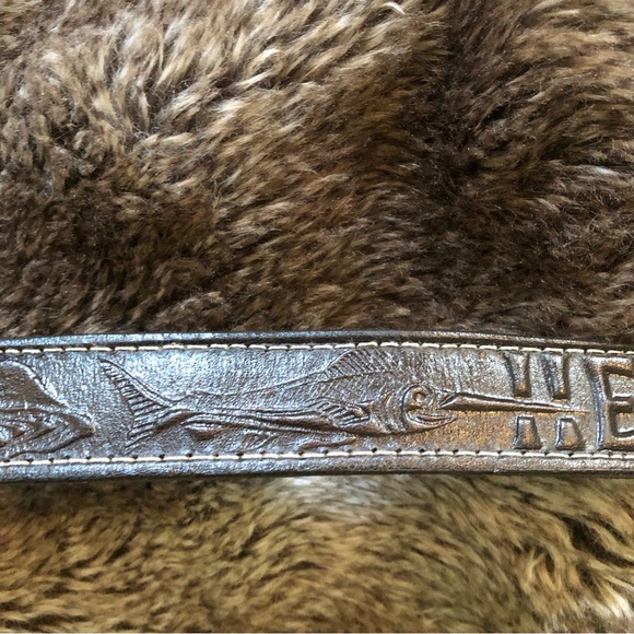 Embossed Hemingway Belt with sailfish & sailboats , beautiful look and feel - Picture 7 of 16